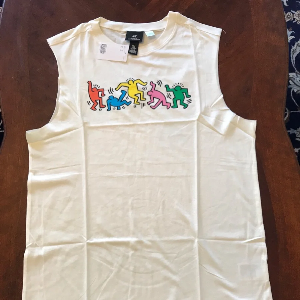 KEITH HARING Print on Both sides Muscle Shirts NEW S, M, L, XL, XXL NWT - Picture 2 of 13
